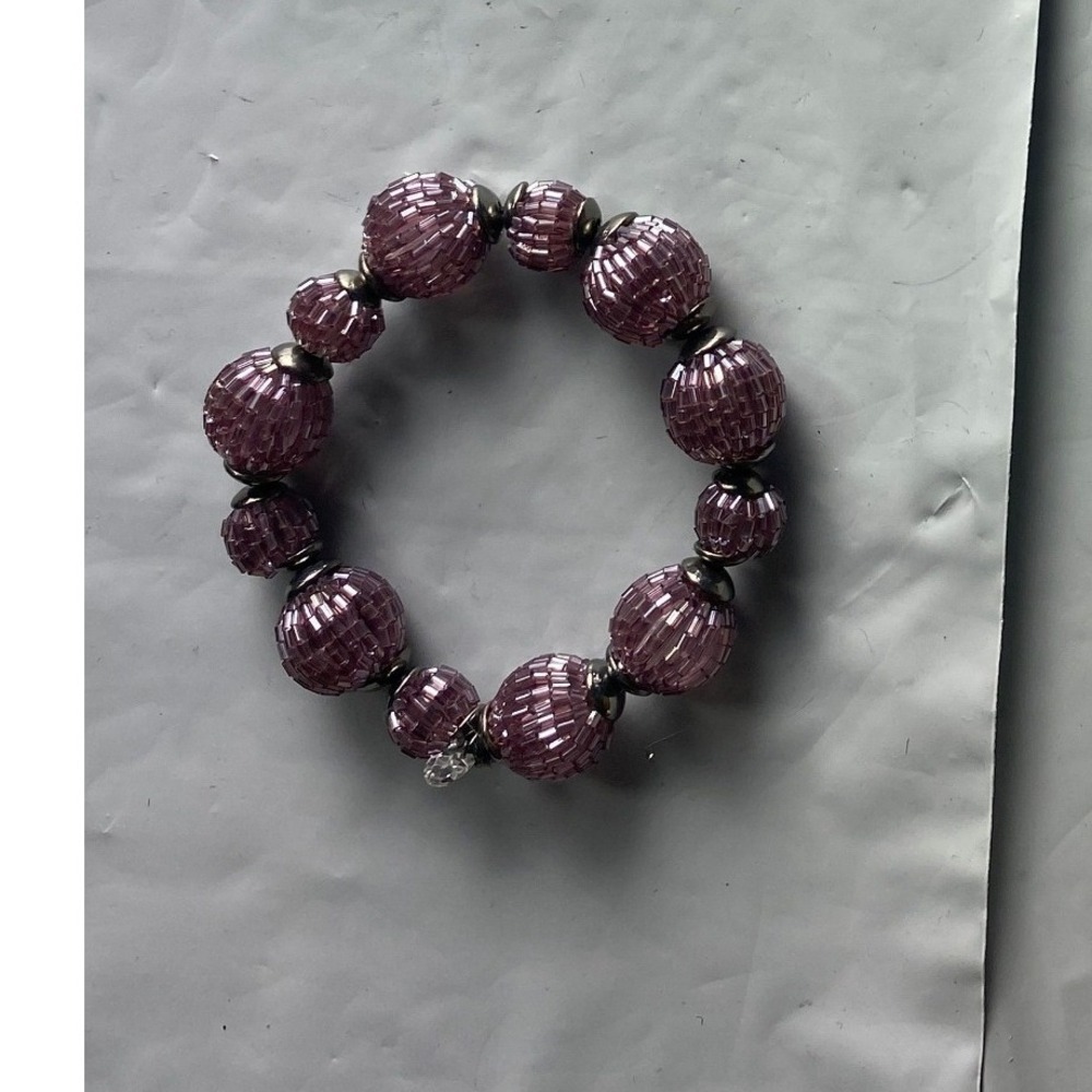 Purple Beaded Stretch Bracelet Women Fashion‎ Accessory